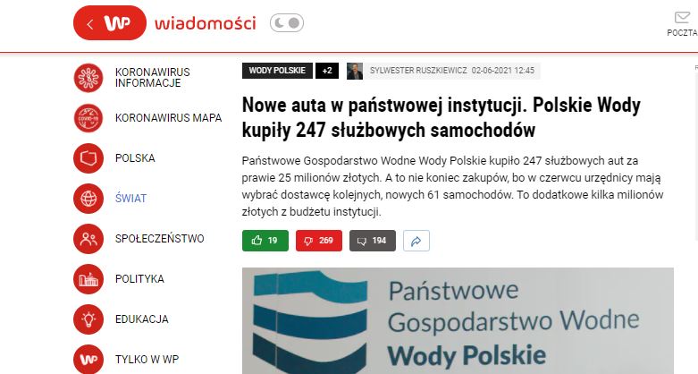 Publikacja WP z dn. 9.06.2021