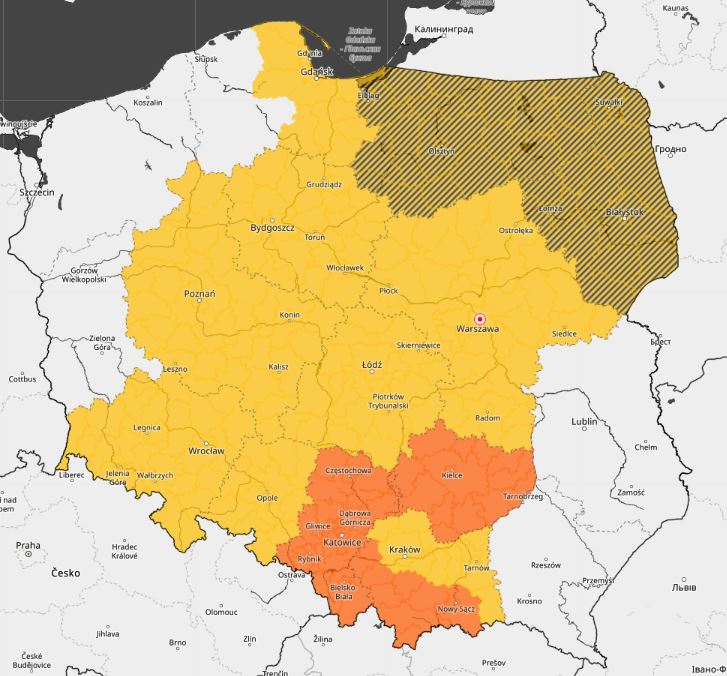 Ostrzeżenia meteorologiczne godz. 20.00 30.08.21